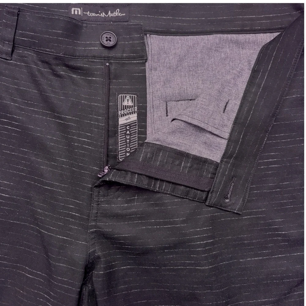 Travis Mathew Beck Performance Golf Shorts Heathered Blue Black Stretch 38